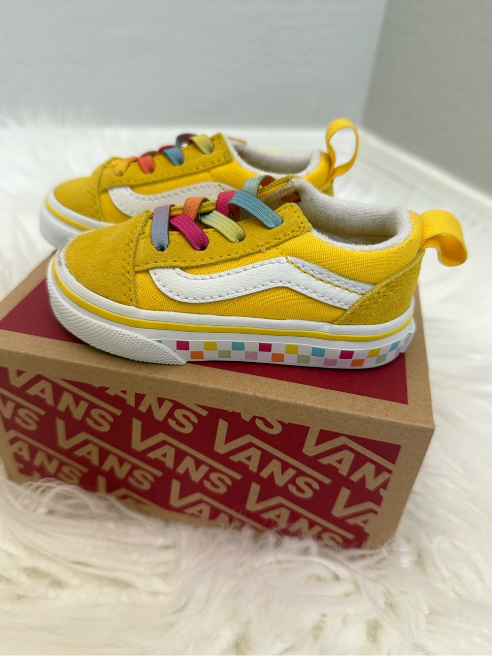 Vans Kids Yellow Old Skool Sneakers with Rainbow Accents